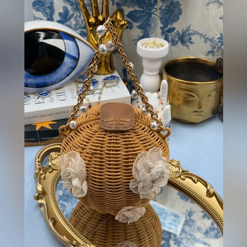 🆕 KATE SPADE NEW YORK 🧿 NWOT Bridal Wicker Bouquet Lantern Crossbody *SAMPLE*